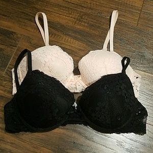 Laura Ashley Pink and Black Lace Push up Bra Lot